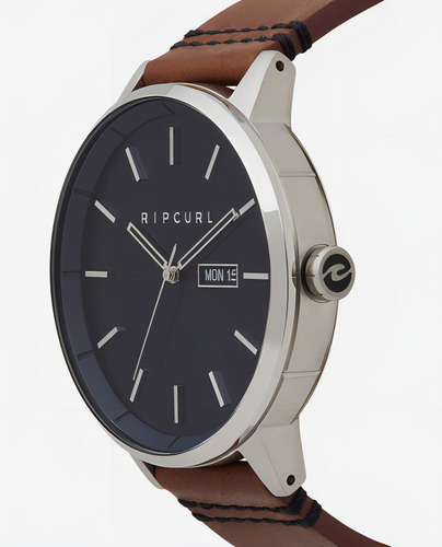 Relógio Rip Curl Masculino Detroit Lth Navy A3027 49 Cor da correia Marrom Cor do bisel Prateado Cor do fundo Azul-escuro