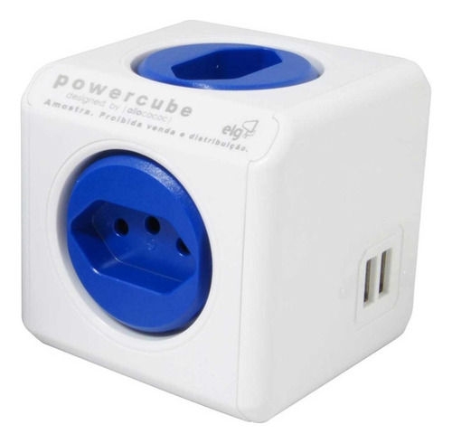 Adaptador Tomadas Power Cube Bivolt 4t 2 Usb Original ELG