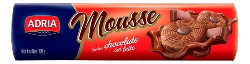 Biscoito Recheio Chocolate ao Leite Adria Mousse Pacote 130g