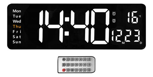 Reloj De Pared Digital Rectangular Grande Con Temperatura Mo