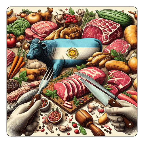 Mousepad Asado Carne Argentina Dibujo Tradicion M3