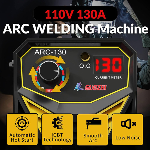 Soldador Portátil Mma 110v, 130a, 10' Cable Y Pantalla Digit