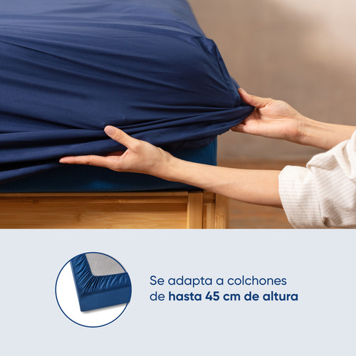 Juego De Sábanas Luuna Algodón Satín, Individual Color Azul marino