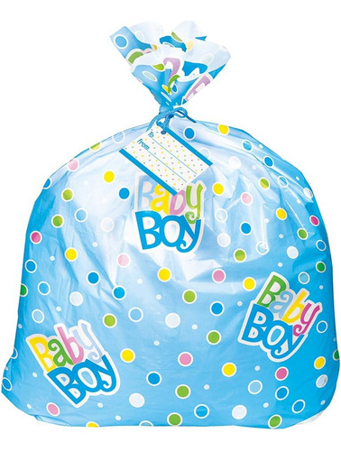 Bolsa De Regalo Extragrande Con Lunares Azules Para Baby Sho