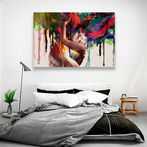 Cuadro Decorativo Canvas Pintura Impresa Abrazo Abstracto
