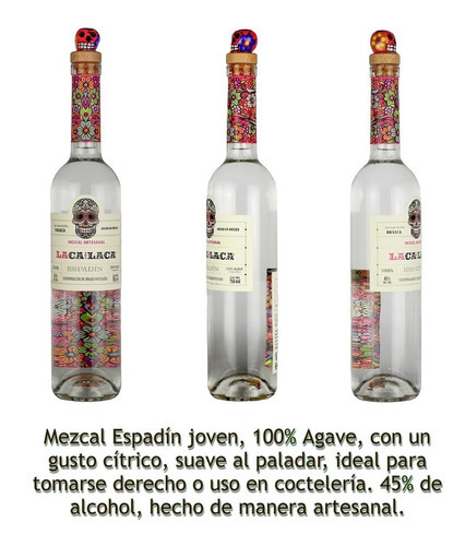 6 Botellas Mezcal Artesanal Laca Laca 100% Agave 750ml Joven
