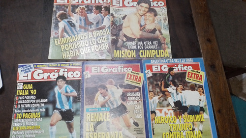 Lote 5 Revistas - El Grafico - Mundial Italia 1990 Maradona