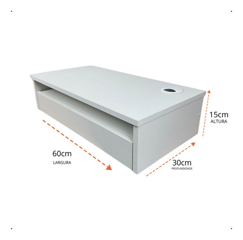 Mesa De Cabeceira Suspensa Prateleira Para Computador e Note Base Monitor Moderno 60x15x30cm