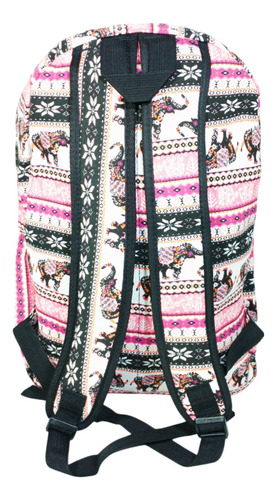 Mochila Bolso Morral Viaje Urbano Escolar Rosa Geométrico