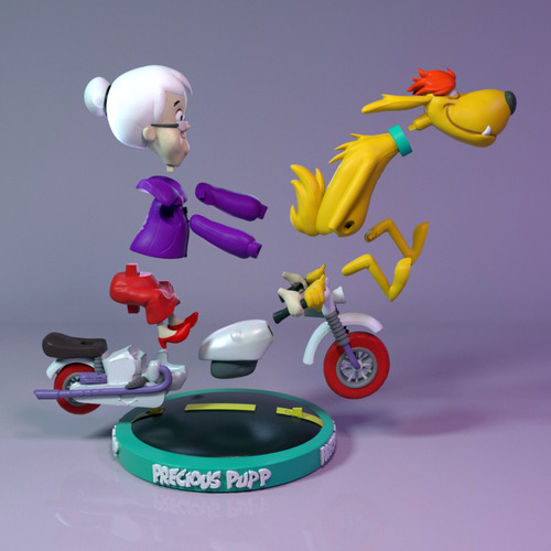 Figuras 3d Lindo Pulgoso Y La Abuela