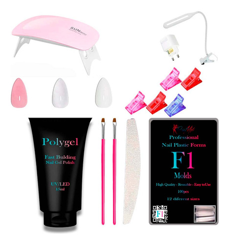 Kit Alongamento De Unha Gel Polygel Cabine Molde F1