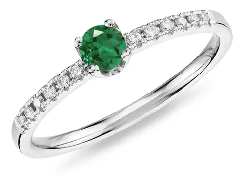 Anillo De Compromiso Oro 14k Con Esmeralda Nat Amelie Joyas