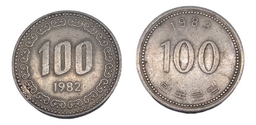 Monedas De Corea Del Sur 100 Won 2 Piezas Años 80's