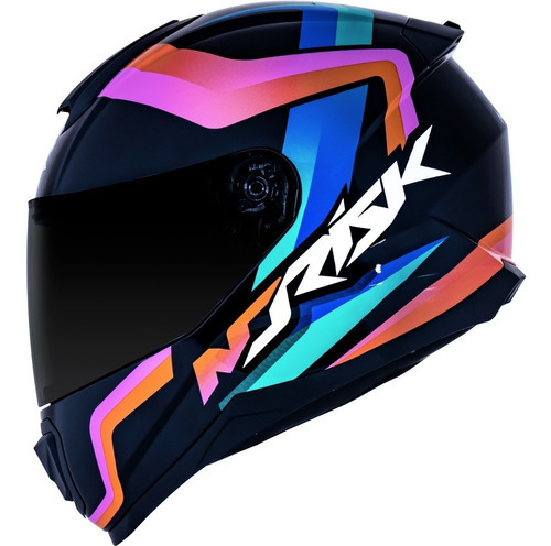 Capacete Norisk Razor Void Preto Laranja Azul Brilho Tamanho do capacete 61/62