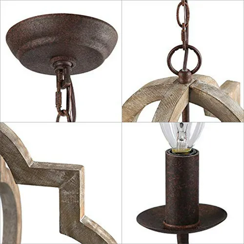 Lámpara De Madera Grande Estilo Farmhouse Para Comedor Y Sal