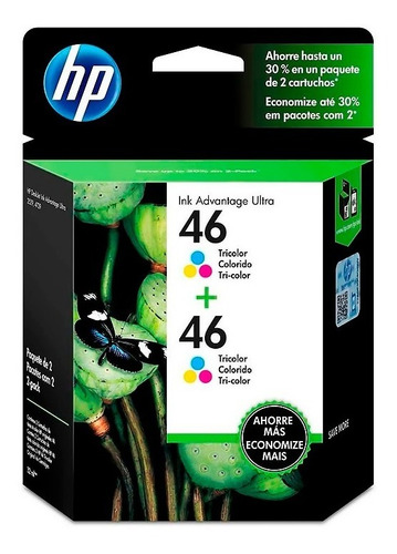 Imagen 3 de 10 de Combo Cartucho Hp 46 Negro + Tricolor Pack Duo 2529 4729 573