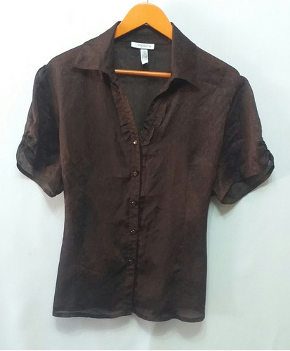 Preciosa Camisa Marrón Entallada Ó No, Talle 48, Cataleya 