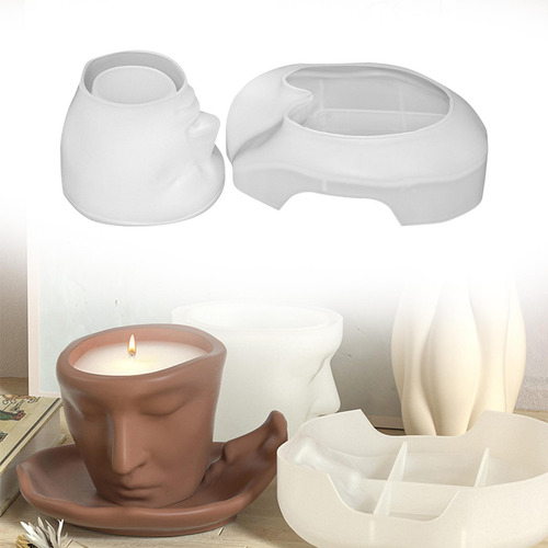 Modelo Abstracto De Rostro Humano Hecho De Taza Y Posavasos