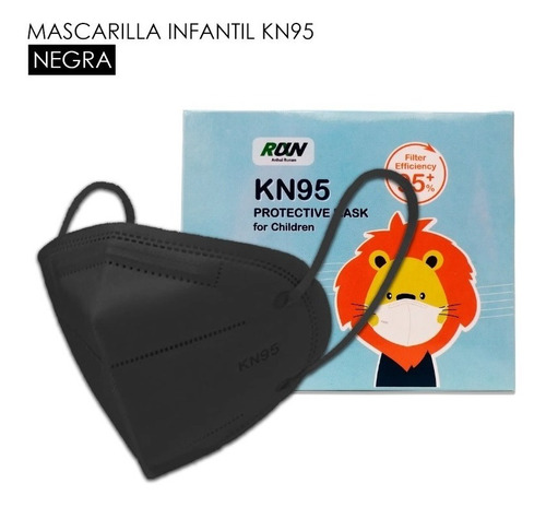 Mascarilla Infantil Kn95 / Negra/ 10 Unidades 