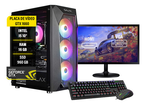 Pc Gamer I5 10º 16gb Ssd 960 Gtx 1660 Completo + Monitor 32