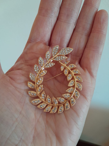 Prendedor Broche Aesthetic Cerezas. Charms Para Ropa. Dorado Hojas Strass Dorado