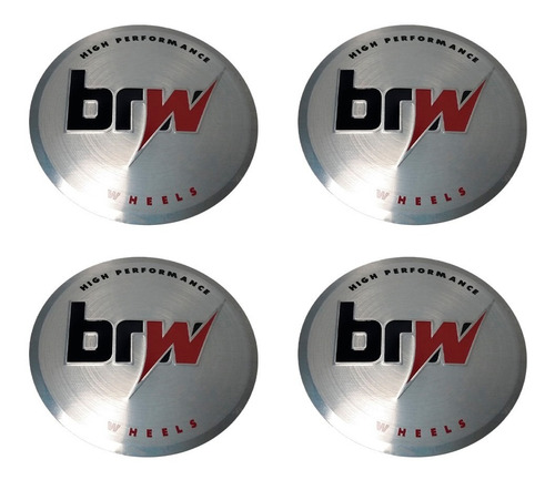 Kit 4 Emblema Brw Escovado 65mm Para Calota Miolo Centro 