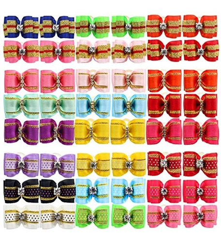 Yoy 48pcs24 Pares Adorable Grosgrain Cinta Pet Dog Arcos Del