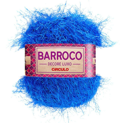 Barbante Barroco Decore Luxo Peludinho Círculo Crochê 280g Cor Azul