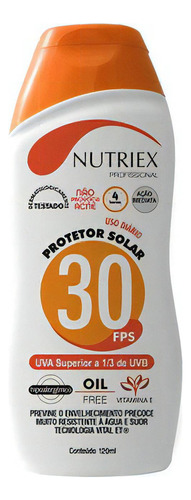 Protetor Solar Fps 30 1/3 Uva 120ml Nutriex