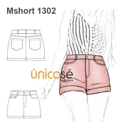( Moldes De Ropa)  Short Jeans Mujer 1302