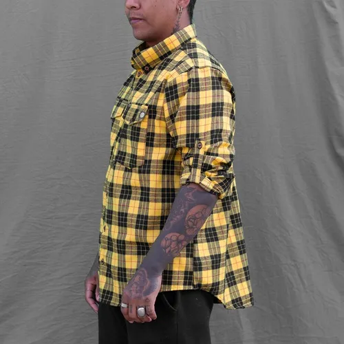 Camisa xadrez cheap flanela amarela