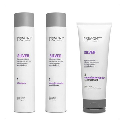 Primont Kit Silver Shampoo + Acond + Tratamiento Matizador