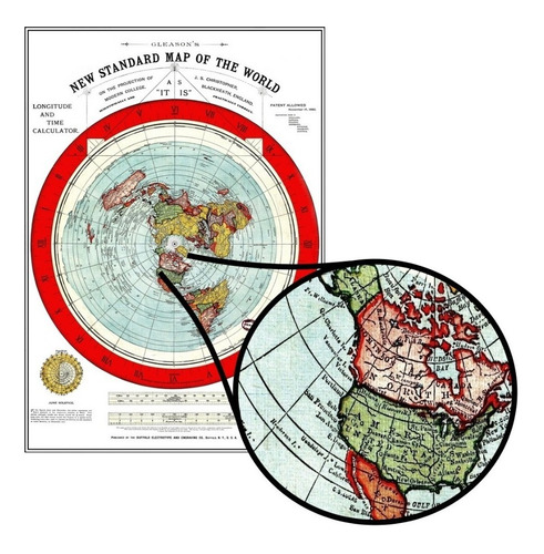 Mapa Mundi 60x84cm Vintage -- A Terra É Plana - Plastificado