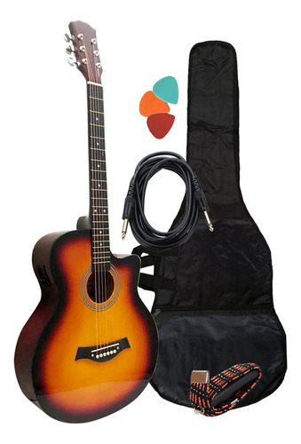 Guitarra Electroacústica Acero Fk40m Sb + Funda+ Cable+ Capo