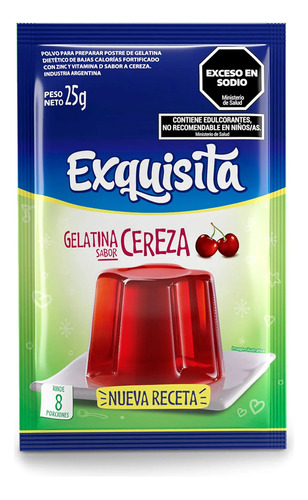 Polvo Para Gelatina Sabor Cereza Exquisita 25gr