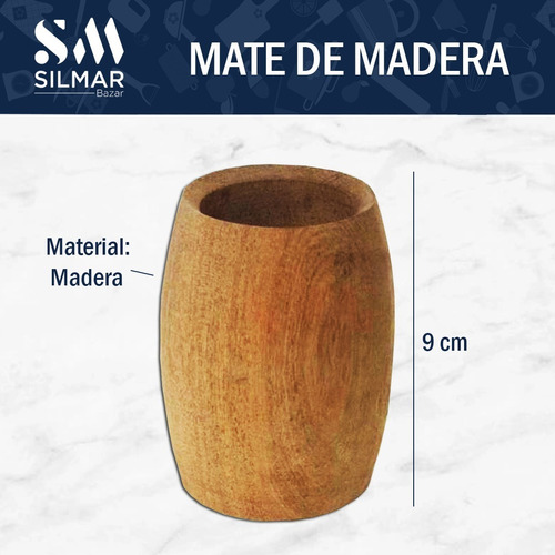 Imagen 2 de 6 de Mate Mates Algarrobo Barrilito Madera Simple Gaucho Ferpa