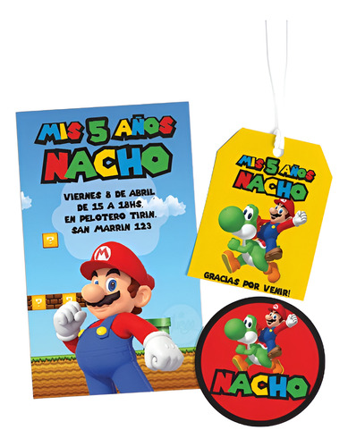Kit Imprimible Super Mario Personalizado Con Tu Nombre