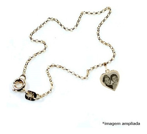 Pulseira C Pingente De Ouro Com Foto Gravada - Dia Das Mães