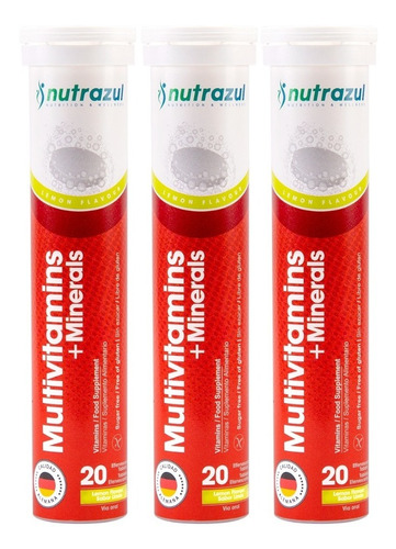 Multivitamínicos  Nutrazul 20 Tab. Eferv. C/u (pack 3 U. )