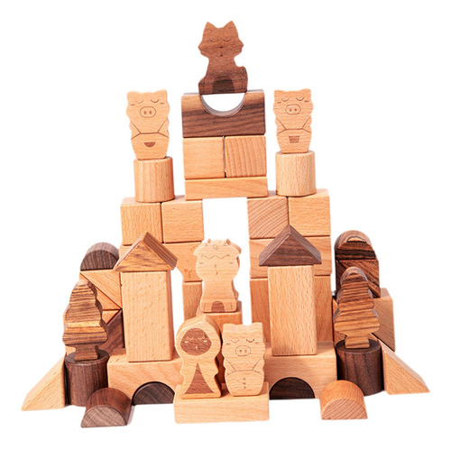 50x Bloques De Construcción De Madera, Juguete De