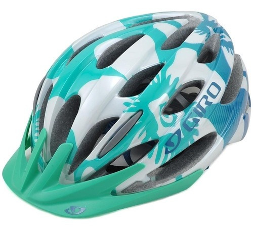 Casco de bicicleta Giro Raze para mujer, blanco, verde y azul, color blanco, verde y azul (floral), talla única (con ajuste de 50 a 57 cm)