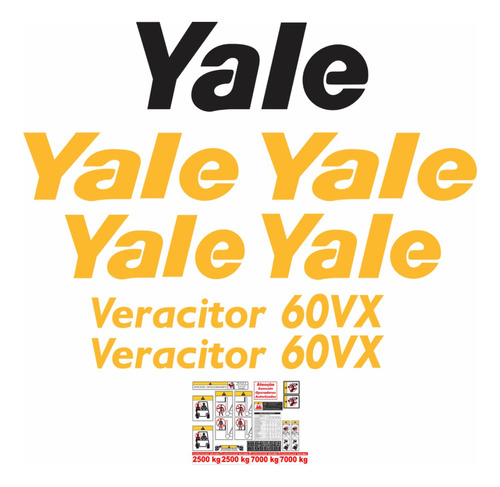 Kit Adesivo Empilhadeira Yale 60vx Completo Etiquetas