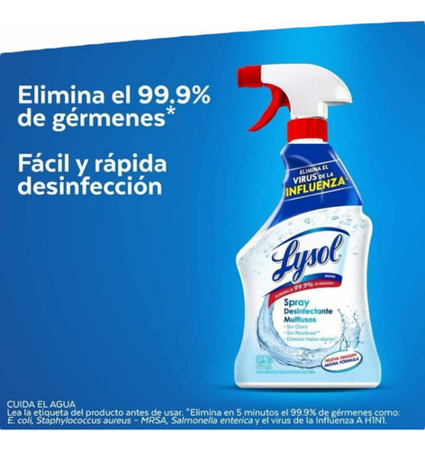 Lysol Spray Desinfectante Multiusos Elimina Bacterias 650ml