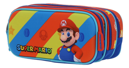 Lapicera Estuche Escolar Chenson Mario Bros Drivuen Niño Color Azul Oscuro Liso