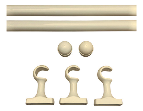 Kit Bastão Para Pendurar Cortina Com Suportes 1,40 M 19 Mm