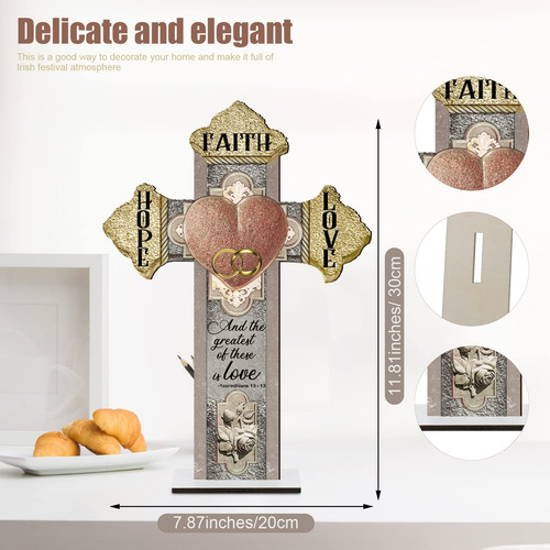 Cruz De Mesa De Matrimonio De Fe, Esperanza Y Amor Con Versí