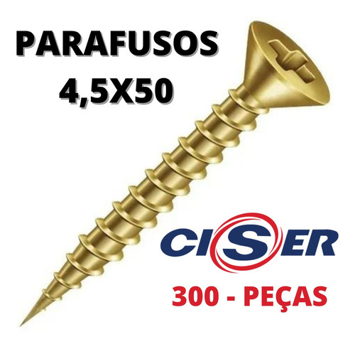 Parafuso Ciser 4,5x50 45x50 Philips Chipboard 300u Madeira