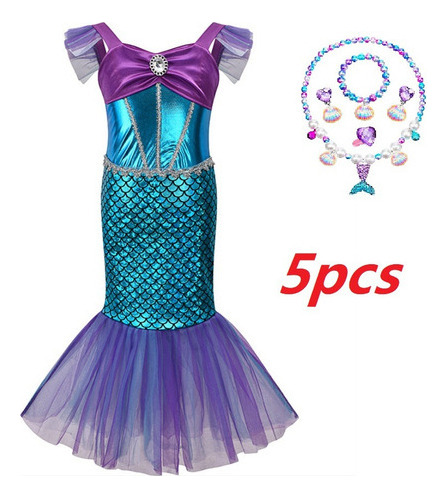 A Disfraz Sirenita Para Niñas Vestido Princesa Ariel Fiesta