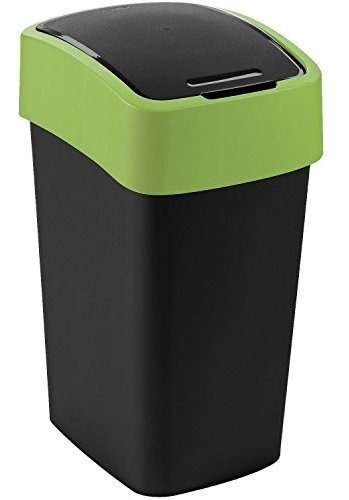 Cubo De Basura Multiusos Curver  Flip, Negro / Verde, 25 Lit