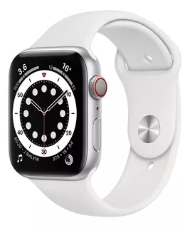 Apple Watch Series 6 (GPS+Cellular) - Caja de aluminio plata de 44 mm - Correa deportiva blanco